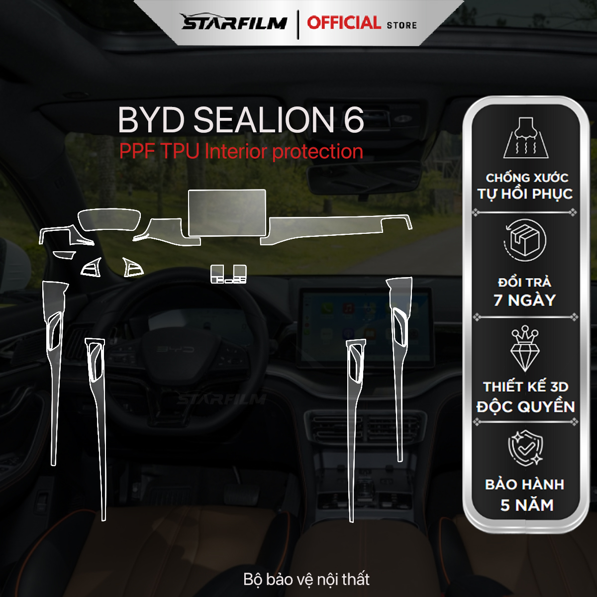 BYD SEALION 6 PPF TPU chống xước tự hồi phục STARFILM
